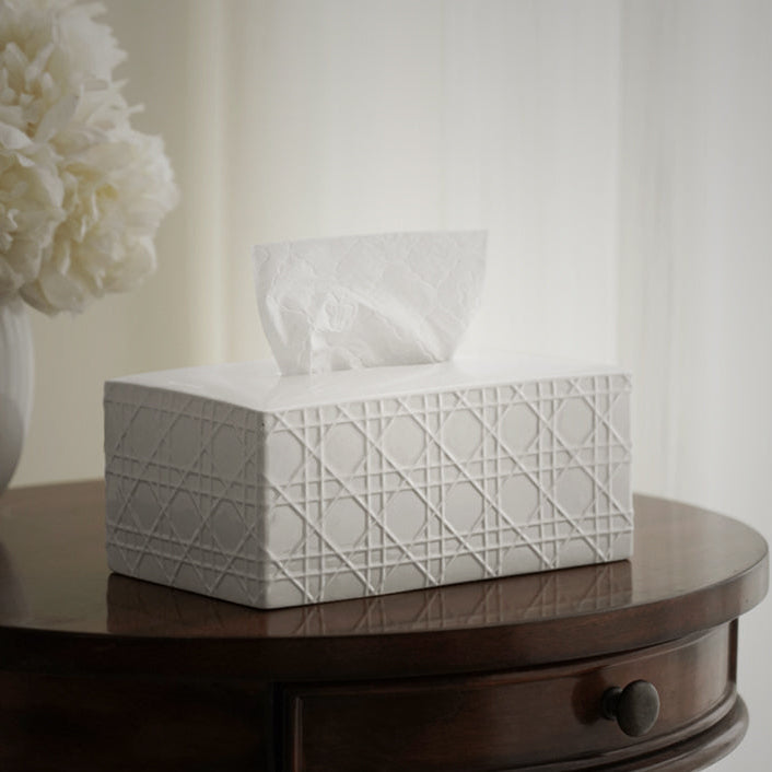 Elegant Matte Ceramic Tissue Box Cover 0