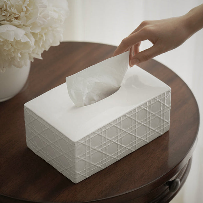 Elegant Matte Ceramic Tissue Box Cover 1