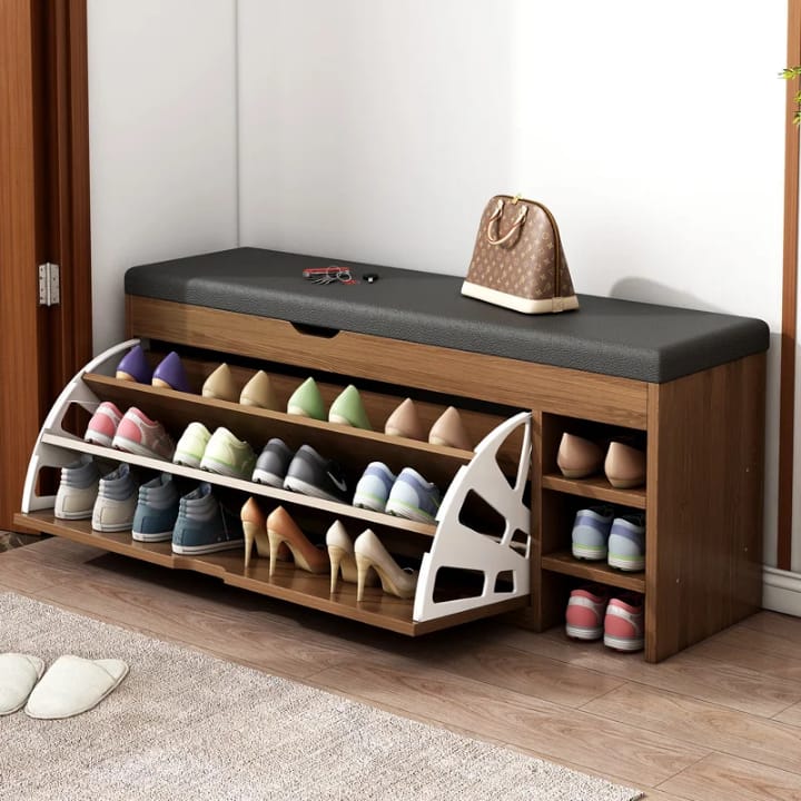 Elegant Upholstered Shoe Storage Bench 2