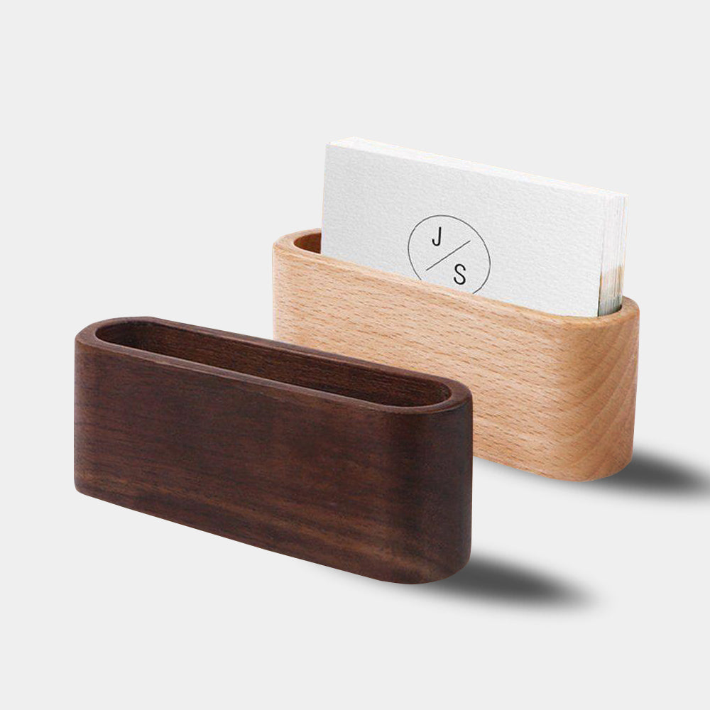 Elegant Wooden Business Card Holder for Desk 0