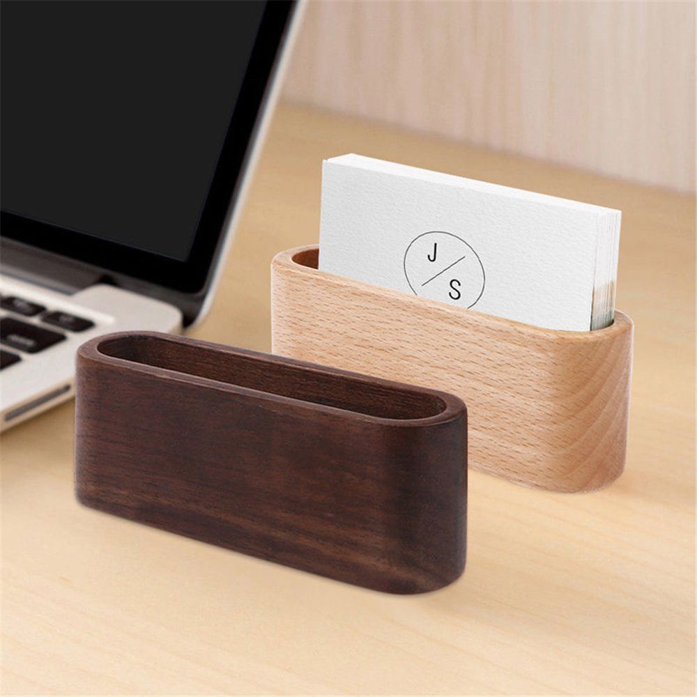 Elegant Wooden Business Card Holder for Desk 1