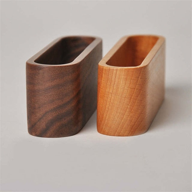 Elegant Wooden Business Card Holder for Desk 4