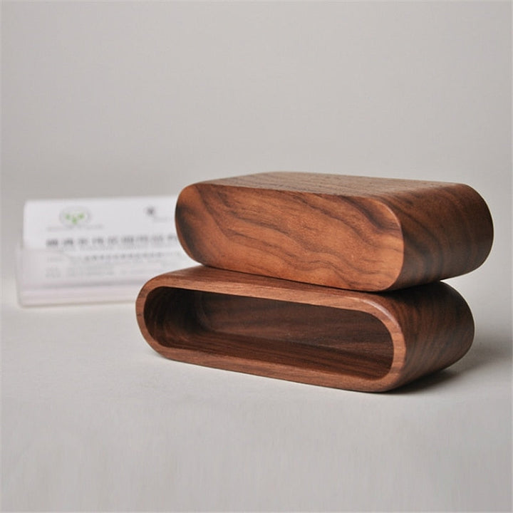 Elegant Wooden Business Card Holder for Desk 5