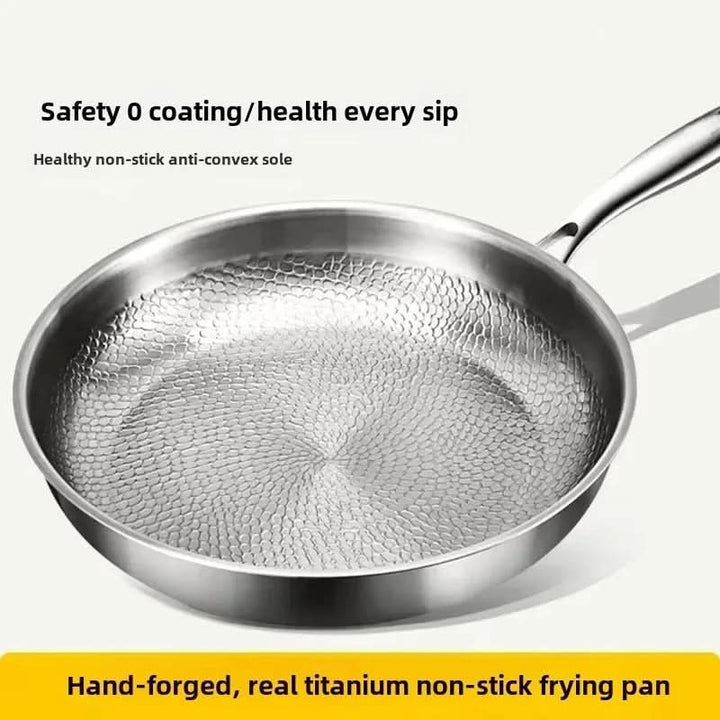 Stainless Steel Hammered Skillet non-stick surface detail