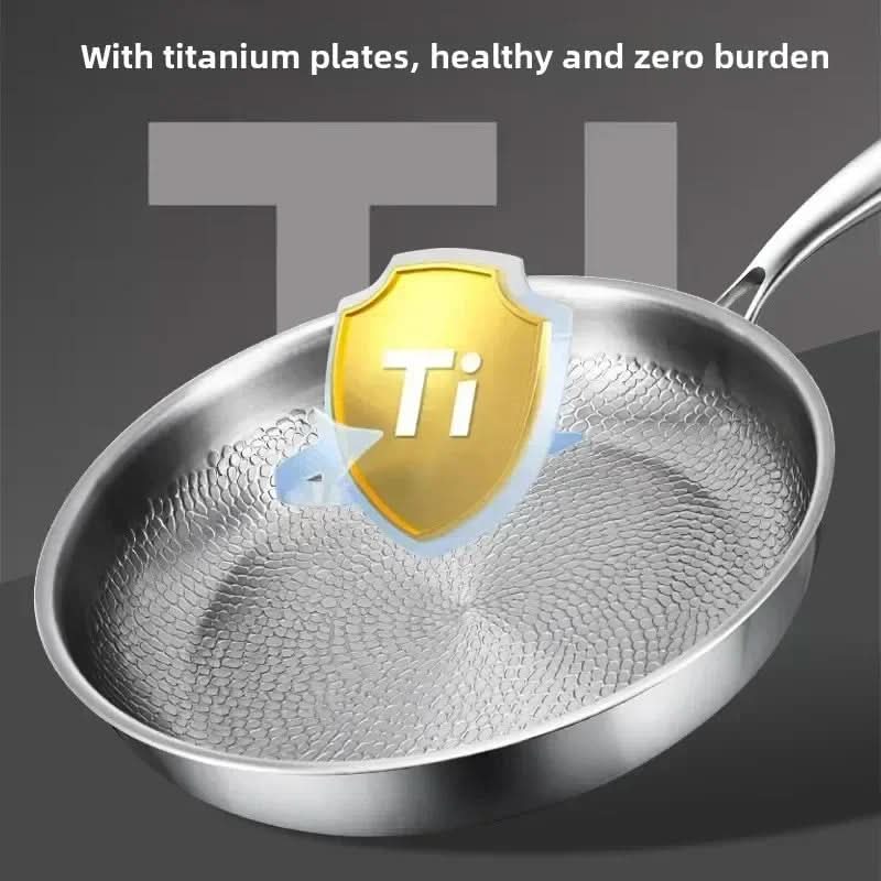 Stainless Steel Hammered Skillet titanium-reinforced coating detail