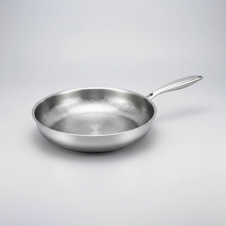 Stainless Steel Hammered Skillet interior texture detail