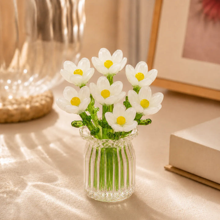 Hand-Blown Glass Flower Set display