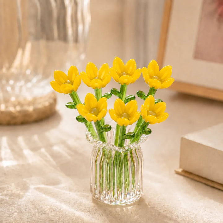 Hand-Blown Glass Flower Set detail