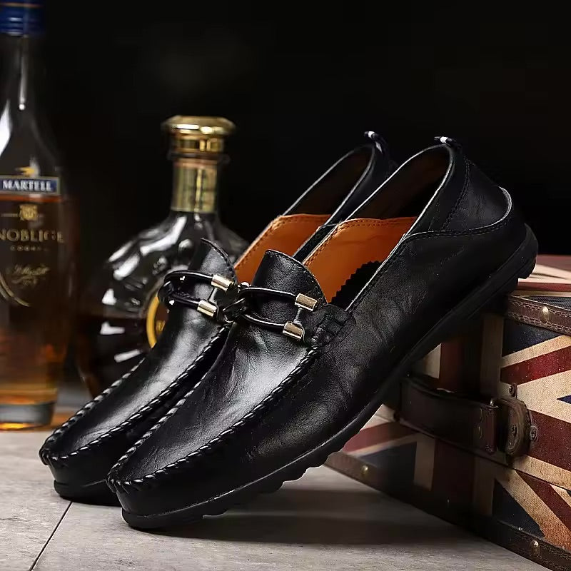 Genuine Leather Black Loafers for Women 3