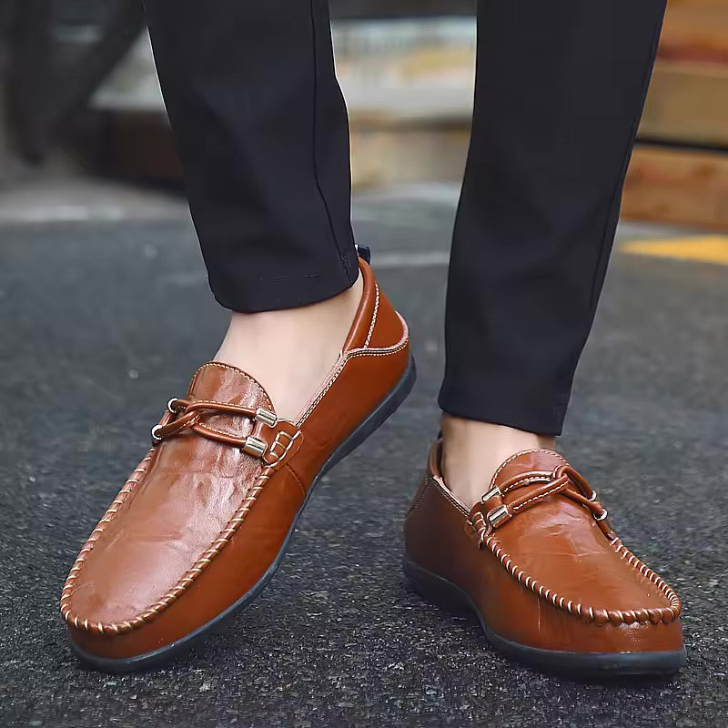 Genuine Leather Black Loafers for Women 6