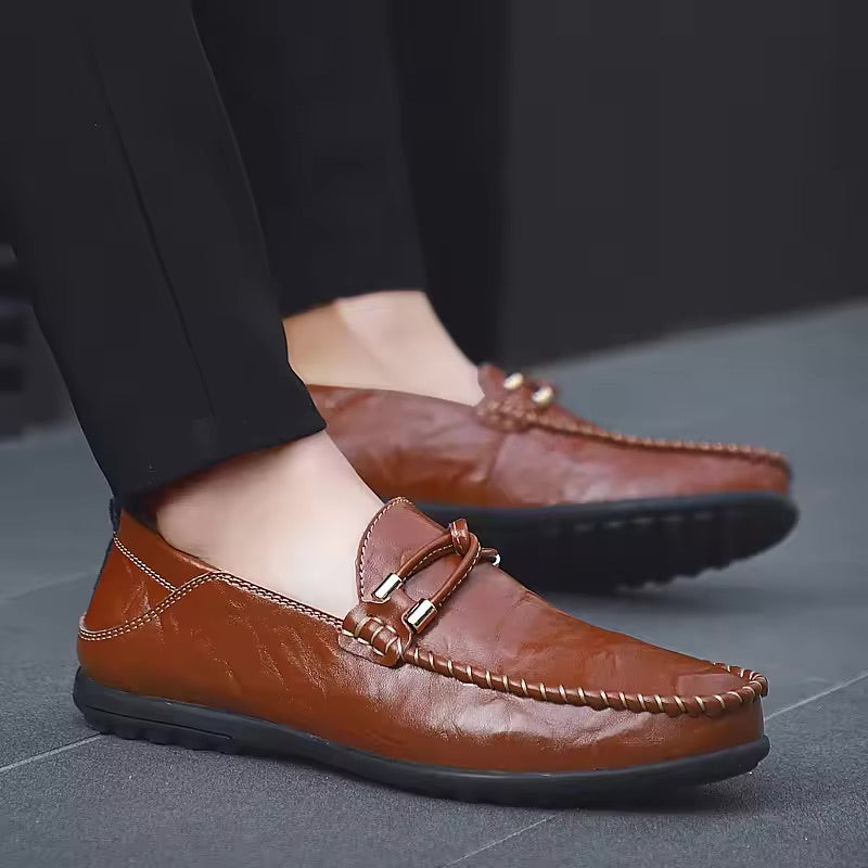 Genuine Leather Black Loafers for Women 7