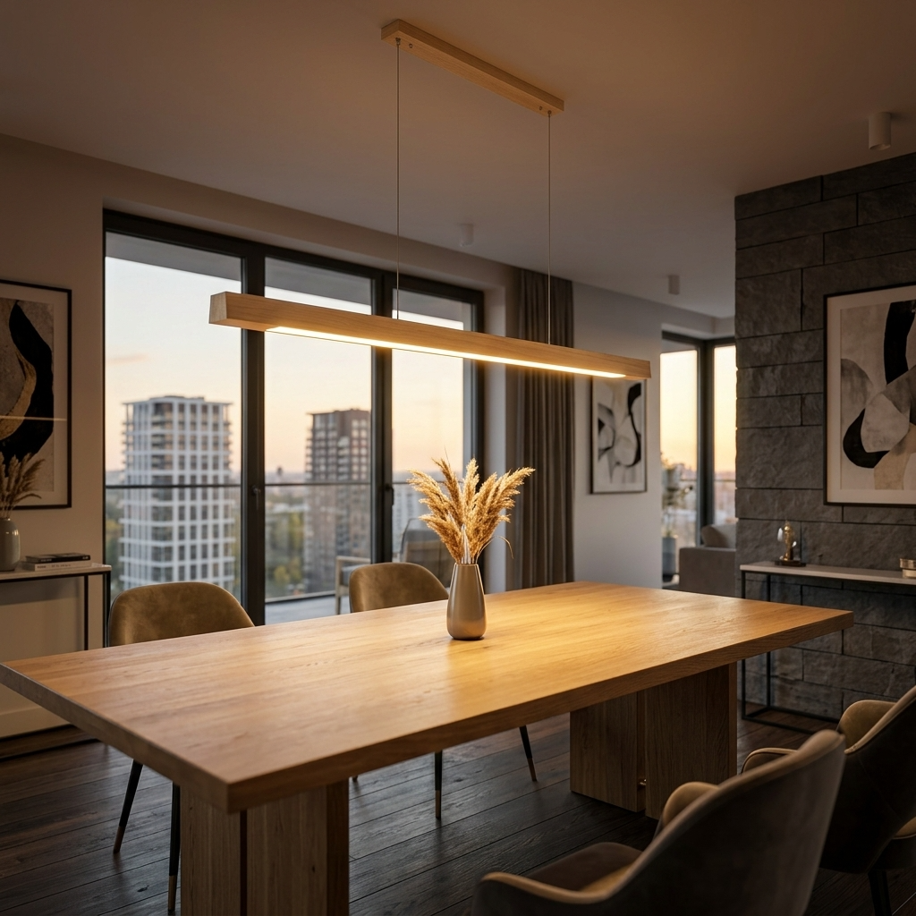 Scandinavian Wood Linear Pendant Light
