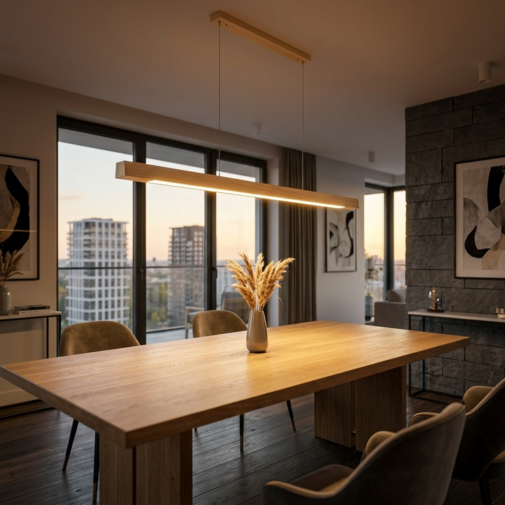 Scandinavian Wood Linear Pendant Light