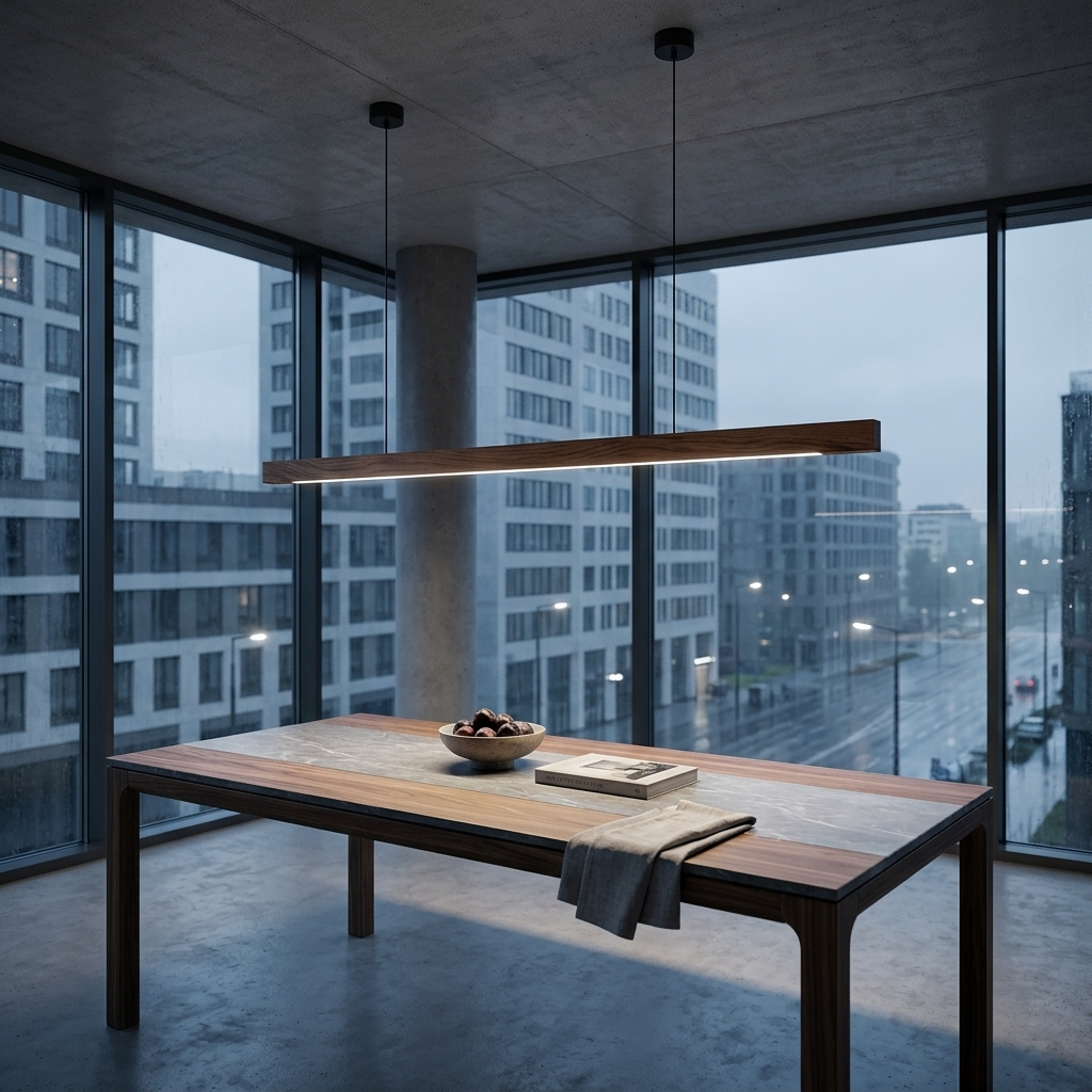 Scandinavian Wood Linear Pendant Light