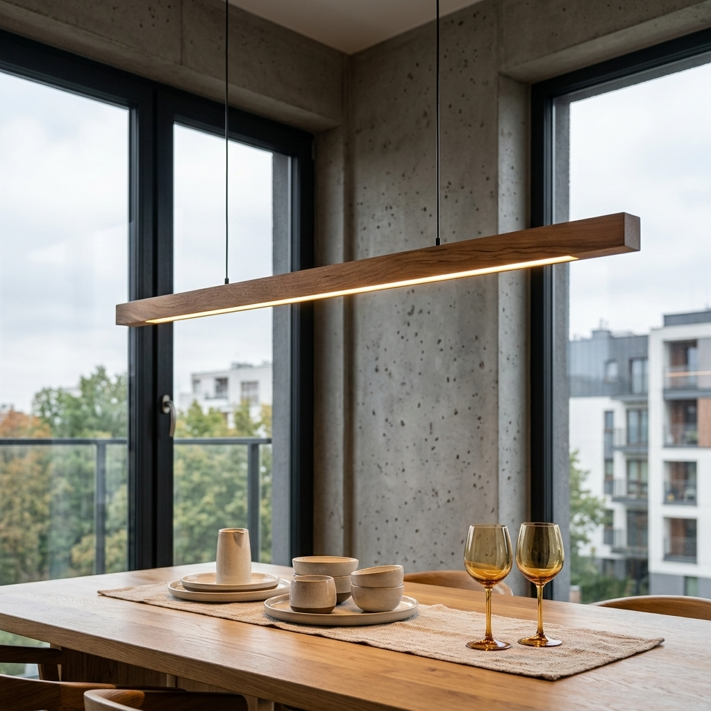 Scandinavian Wood Linear Pendant Light