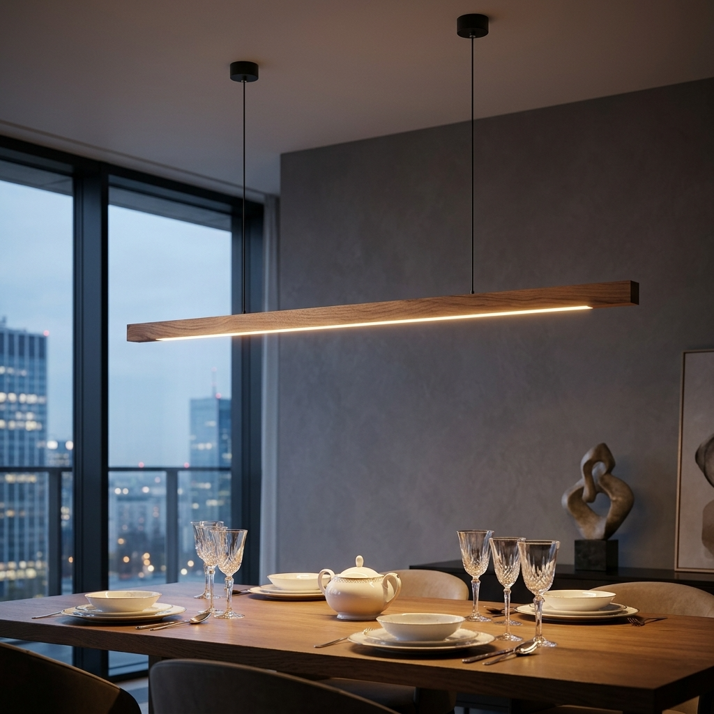 Scandinavian Wood Linear Pendant Light