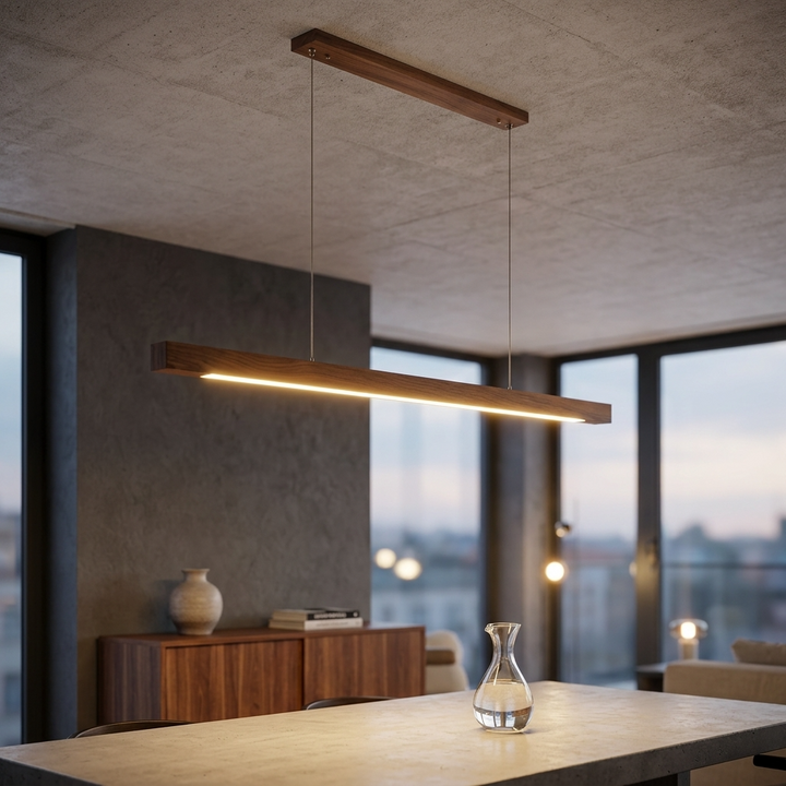 Scandinavian Wood Linear Pendant Light