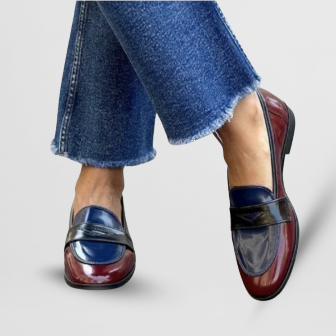 Glossy Two-Tone Loafers for Women 1