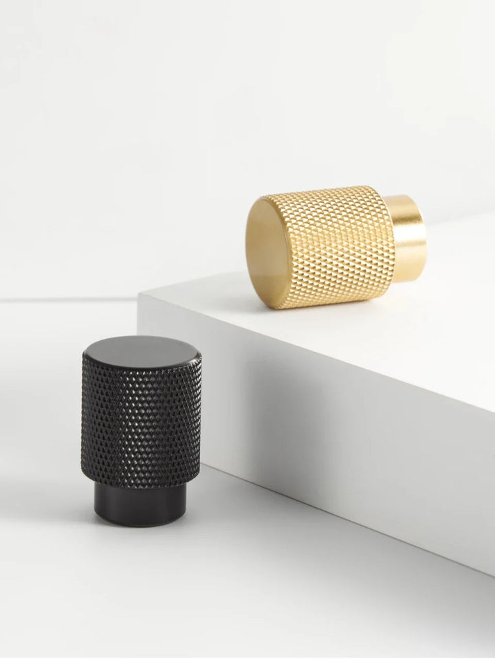 Cross-Knurled Brass Cabinet Knob texture detail
