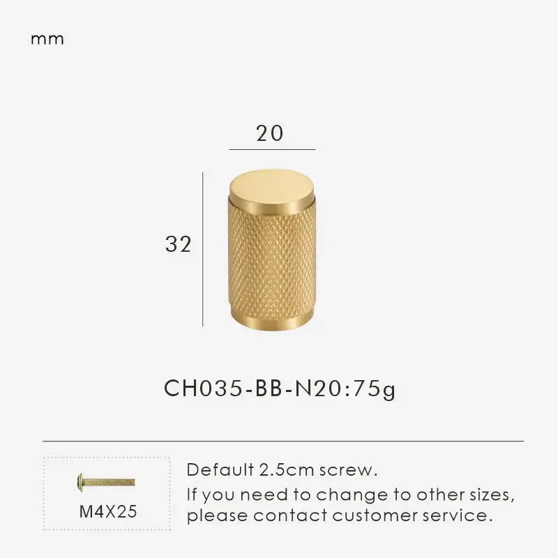 Cross-Knurled Long Brass Cabinet Pull