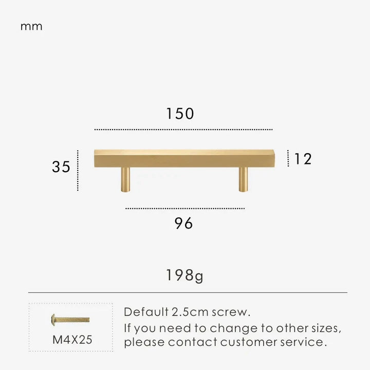 Brass Square Cabinet Pull 5.90 inch