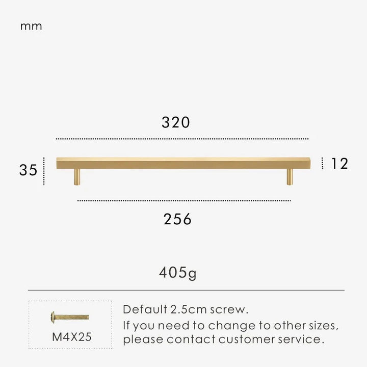 Brass Square Cabinet Pull 12.59 inch