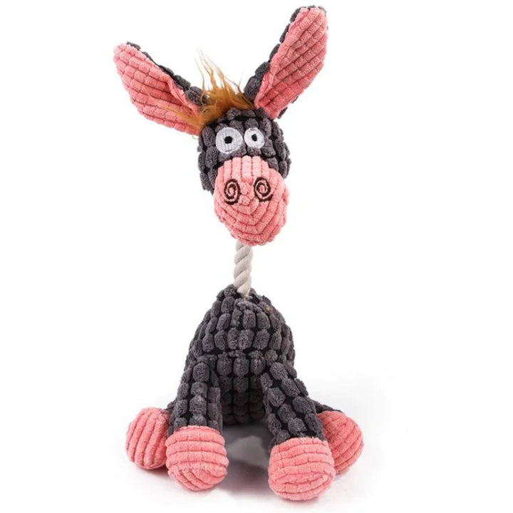 Gray Donkey Velvet Plush Squeaker Chew Toy front view