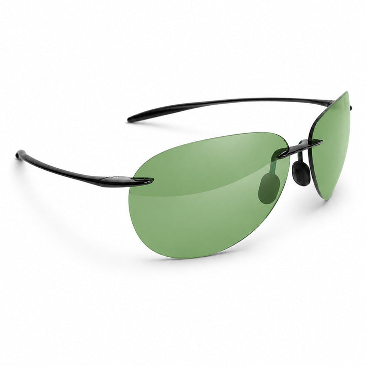 Transparent Green Vintage Rimless Aviator Sunglasses front view
