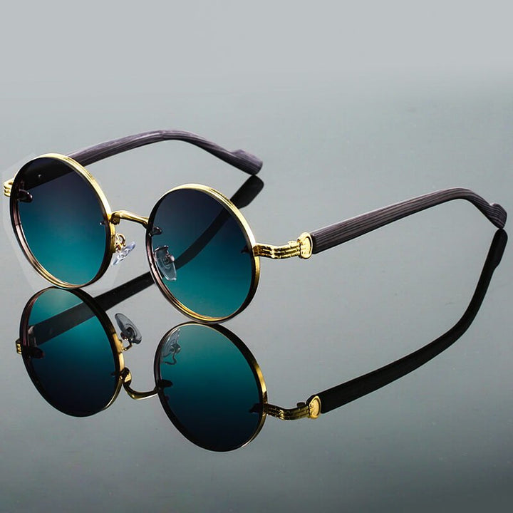 Emerald Green Metal Frame Sunglasses front view