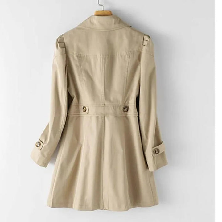 Lined Trench Coat with Slim Silhouette and Notched Lapel for Women