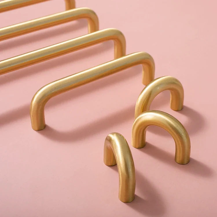 Sculpted Warm Brass Door Handle