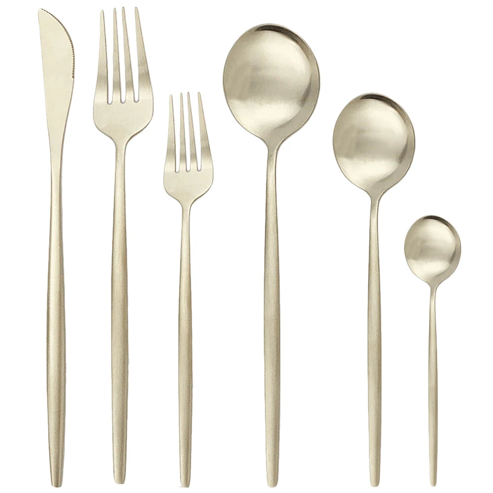 Champagne Stainless Steel Flatware Set flat lay