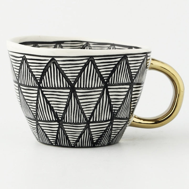 Artisan Glazed Ceramic Mug geometric pattern front view