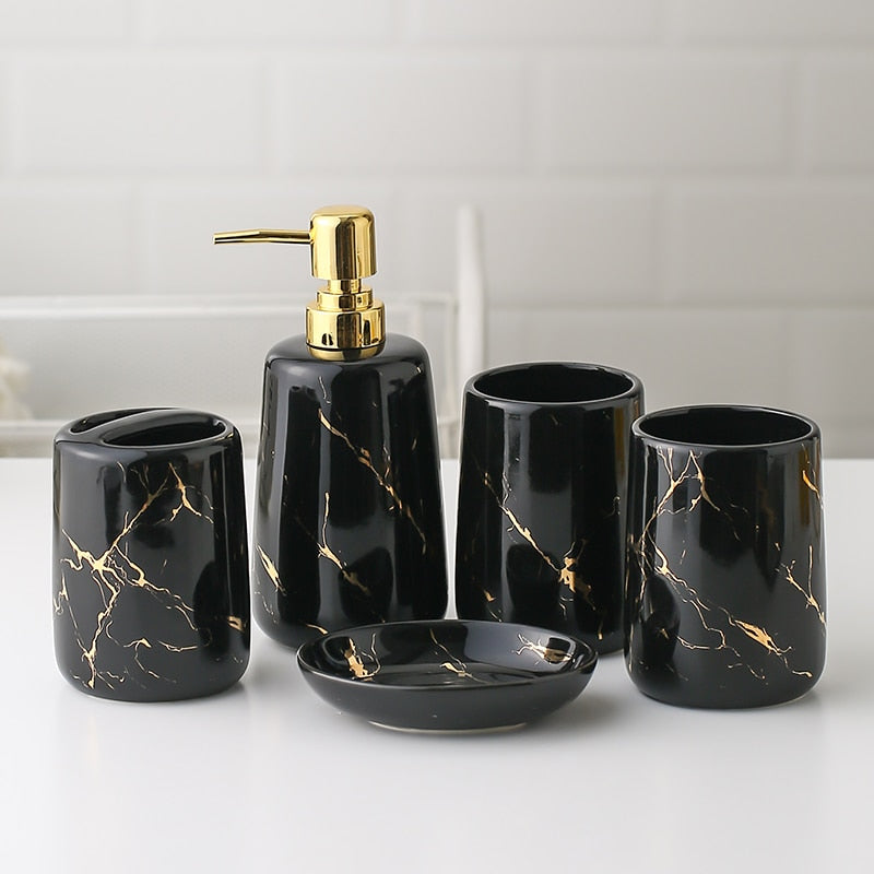Black Golden Marble Bathroom Set full collection