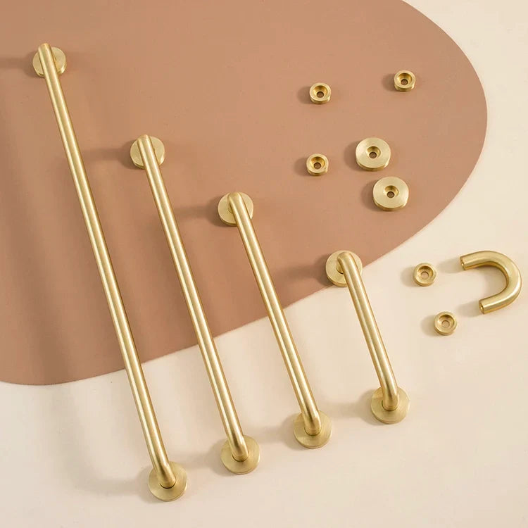 Sculpted Warm Brass Door Handle