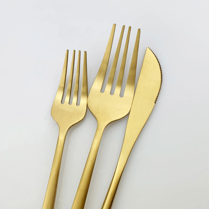 Stainless Steel Flatware Set fork and knife texture detail