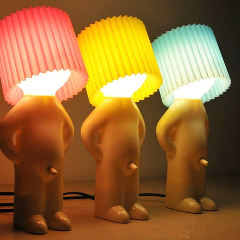 Playful Naughty Boy LED Night Light, Energy-Saving Bedside Cartoon Desk Lamp