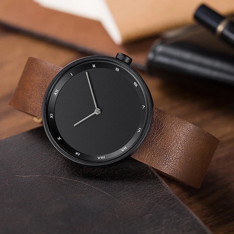 Waterproof PU-Leather Quartz Watch worn lifestyle