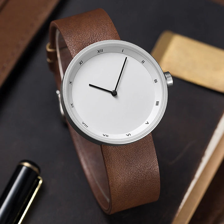 Waterproof PU-Leather Quartz Watch case detail