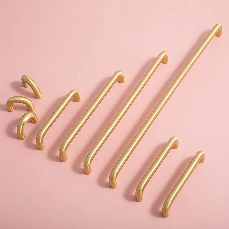 Sculpted Warm Brass Door Handle