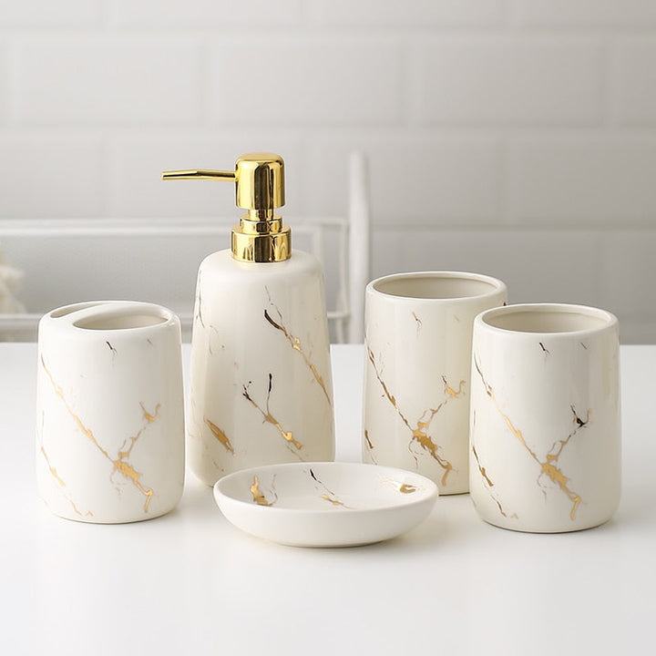 Golden Marble Bathroom Set soap dispenser detail