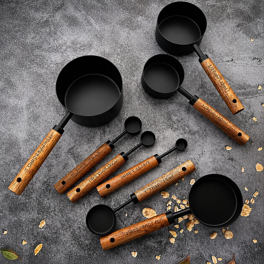 Wood-Handle Measuring Set full 8-piece set