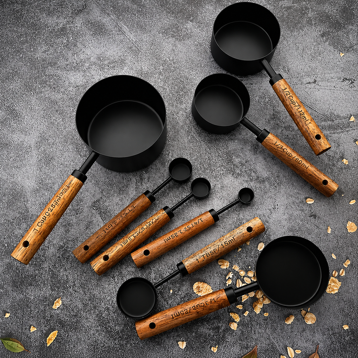 Wood-Handle Measuring Set full 8-piece set