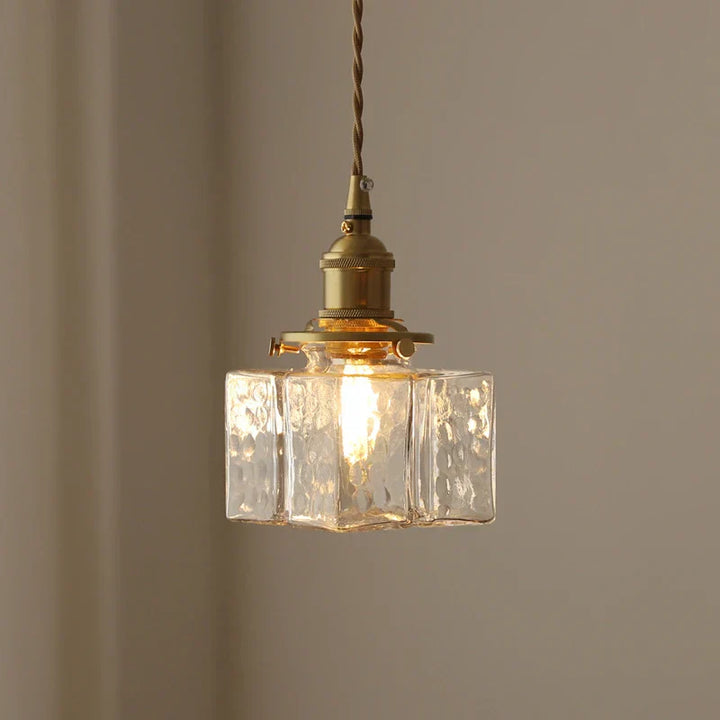 Retro Savoy Glass Pendant Light: Textured Sculptural Forms & Brass Finish for Modern Interiors