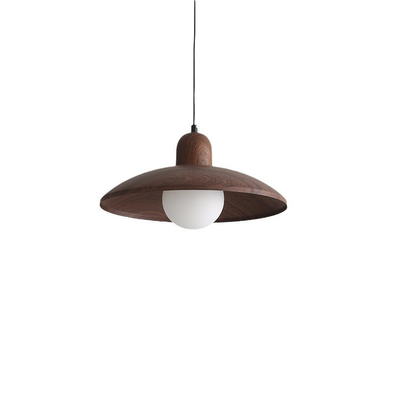 Japanese Wabi-Sabi Walnut Pendant Light: Minimalist Iron Design for Serene Spaces