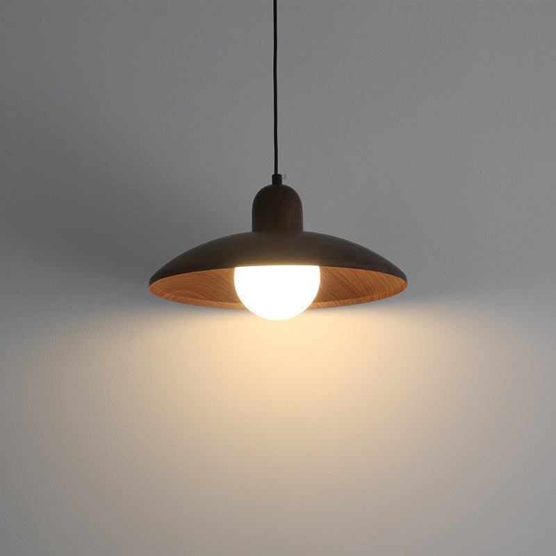 Japanese Wabi-Sabi Walnut Pendant Light: Minimalist Iron Design for Serene Spaces