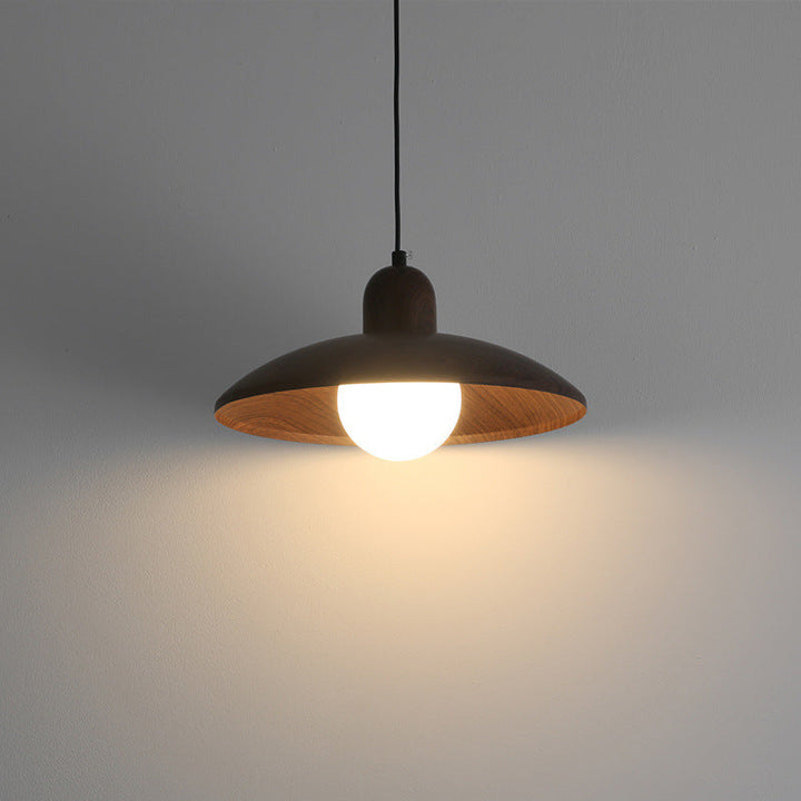 Japanese Wabi-Sabi Walnut Pendant Light: Minimalist Iron Design for Serene Spaces