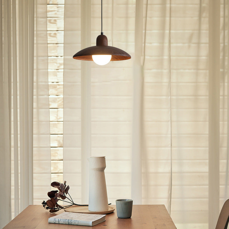 Japanese Wabi-Sabi Walnut Pendant Light: Minimalist Iron Design for Serene Spaces