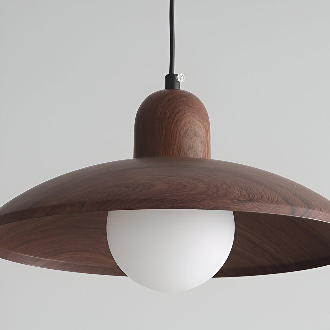 Japanese Wabi-Sabi Walnut Pendant Light: Minimalist Iron Design for Serene Spaces