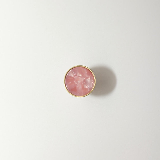 Pink Quartz Marbled Resin Cabinet Knob front view